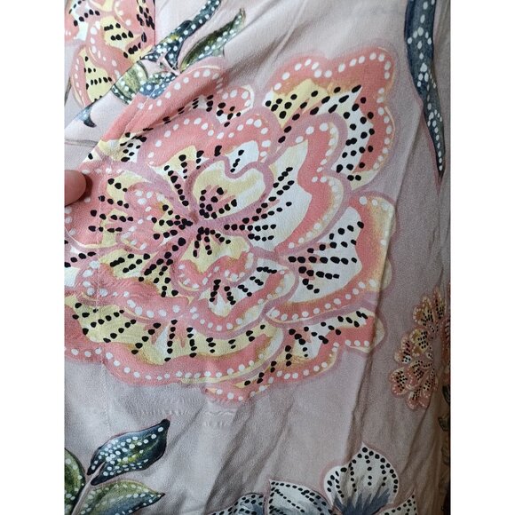 Stone Cold Fox Besos Short Robe, 100% Silk, Light Pink, Floral Medium/Large READ - Picture 3 of 8